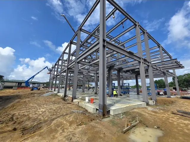 Structural steel frame of a USDA laboratory under erection